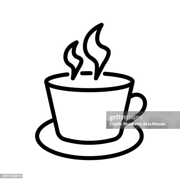 coffee break single line icon - mocha stock illustrations