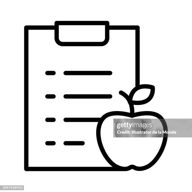 diet list single line icon - shopping list stock illustrations