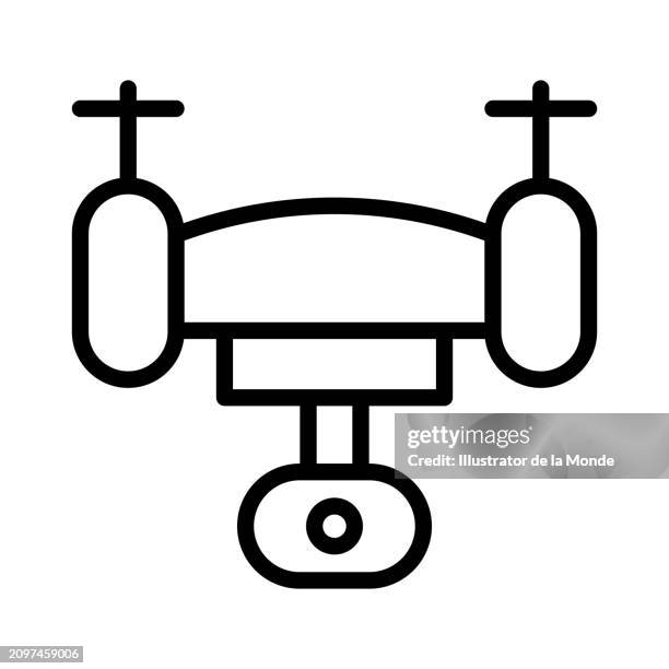 drone single line icon - remote control helicopter stock illustrations