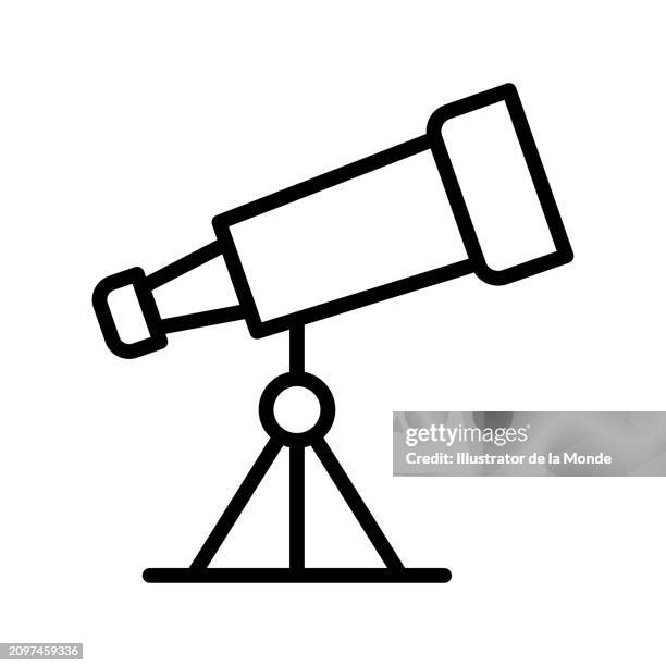 telescope single line icon - telescope isolated stock illustrations