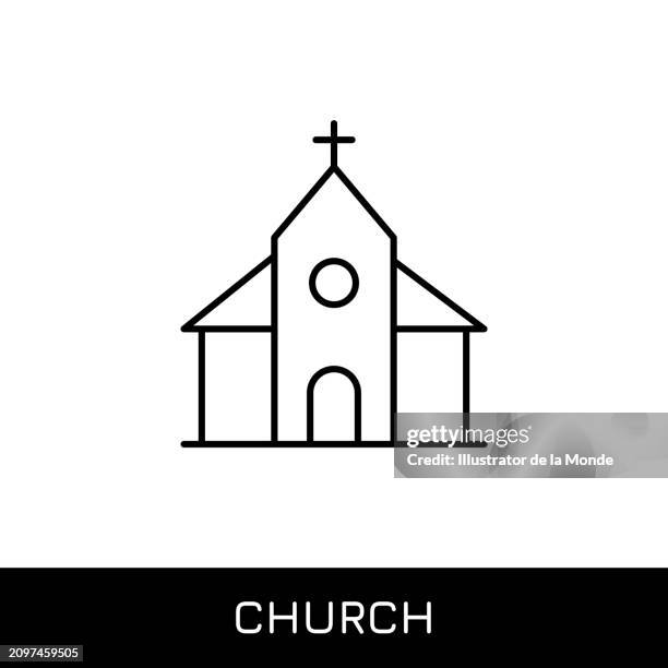 illustrations, cliparts, dessins animés et icônes de icône de ligne vectorielle de trait modifiable de l’église. - chapelle