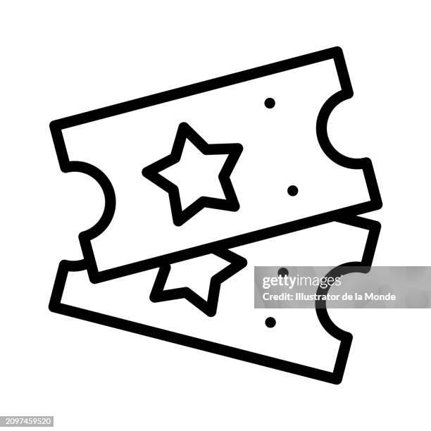 event ticket single line icon - cinema ticket stock illustrations