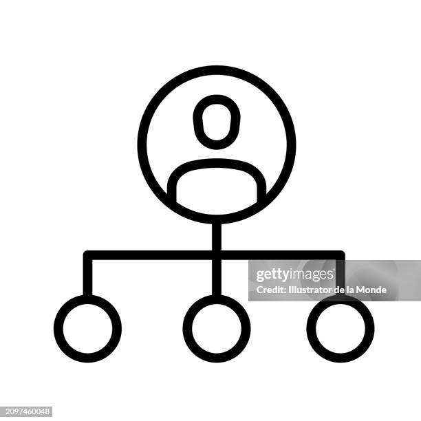 einzeiliges symbol für die unternehmenshierarchie - organigramm stock-grafiken, -clipart, -cartoons und -symbole