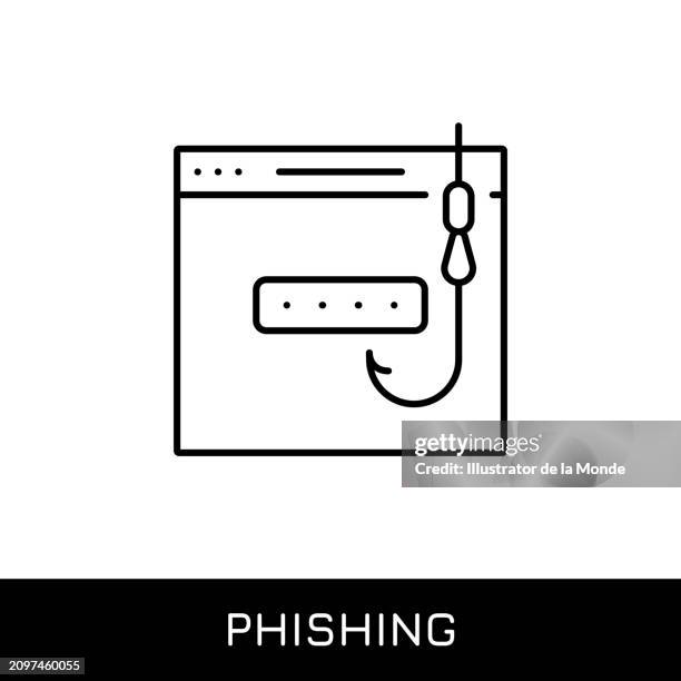 phishing single line icon design - ransomware attack stock illustrations