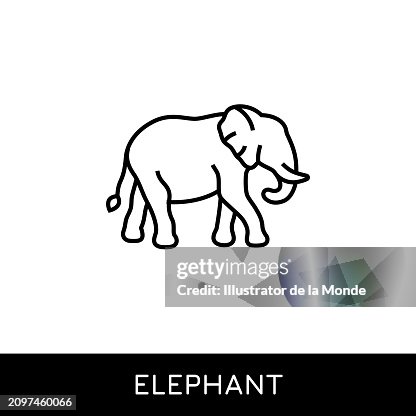 Elephant Editable Stroke Vector Line Icon. Elephant Editable Stroke Vector Line Icon.