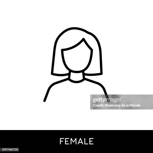 stockillustraties, clipart, cartoons en iconen met female editable stroke vector line icon. - eén persoon