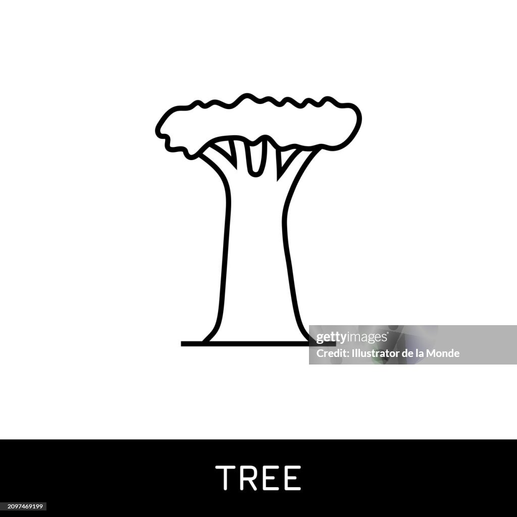 Tree Single Line Icon Design