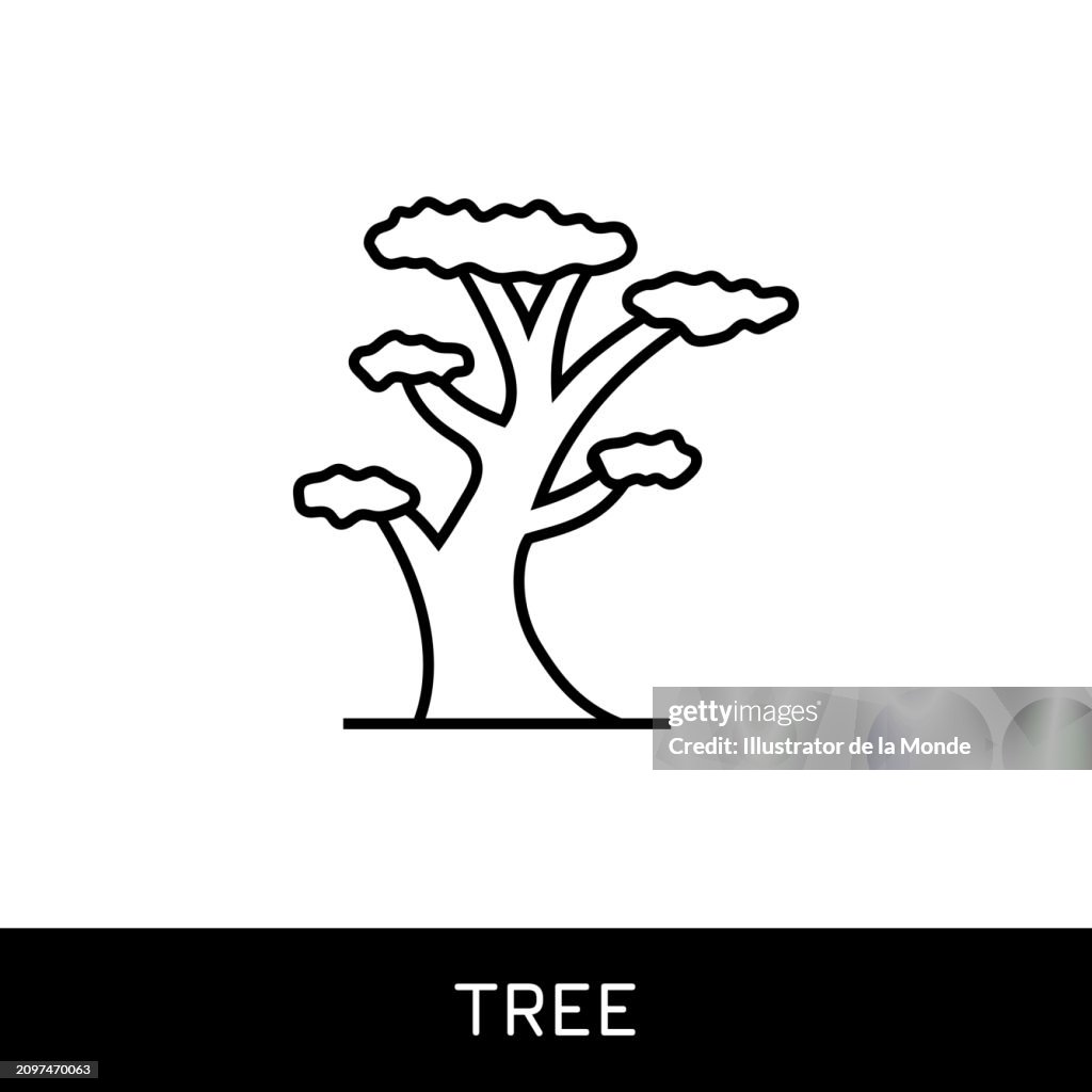 Tree Single Line Icon Design