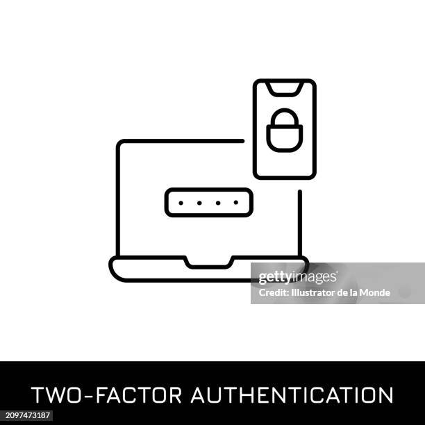 two factor authentication single line icon design - authentication-icon stock illustrations