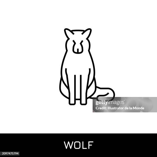 wolf single line icon design - howling wolf head stock illustrations