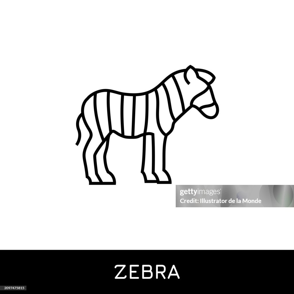 Zebra Single Line Icon Design