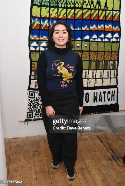 Jasmine Foo attends a private view of "Hysterical: Radical Creativity" presented by Cheer Up Luv and Bee Illustrates at Bermondsey Project Space on...