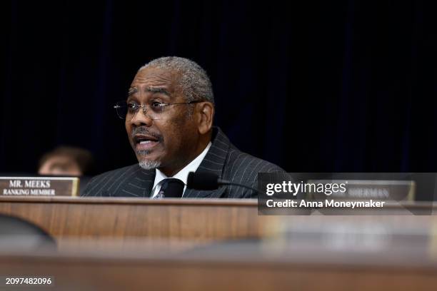 Ranking Member Rep. Gregory Meeks speaks during a hearing with the House Foreign Affairs Committee in the Rayburn House Office Building on March 19,...