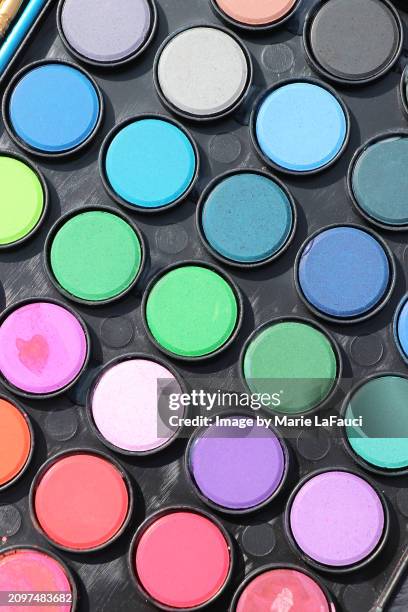 close-up of watercolor paints in tray - viollet creative selects stock pictures, royalty-free photos & images