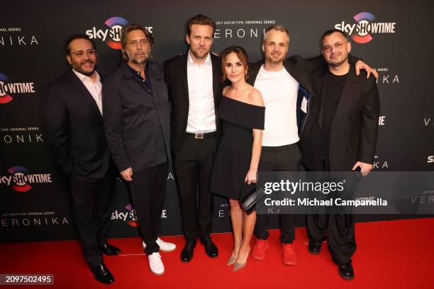 Monty Sarhan, Producer Calle Jansson, Tobias Santelmann, Alexandra Rapaport, Producer Mathias Gruffman and Director Jonas Alexander Arnby attend the...