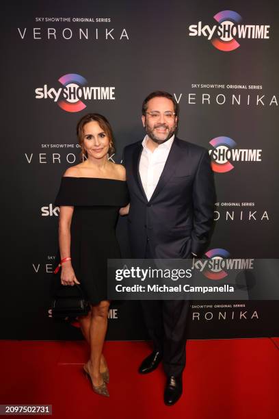 Alexandra Rapaport and Monty Sarhan attend the exclusive launch of new SkyShowtime Original Series, Veronika, hosted at Bio Fågel Blå Stockholm on...