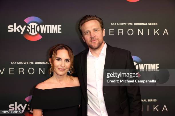 Alexandra Rapaport and Tobias Santelmann attend the exclusive launch of new SkyShowtime Original Series, Veronika, hosted at Bio Fågel Blå Stockholm...