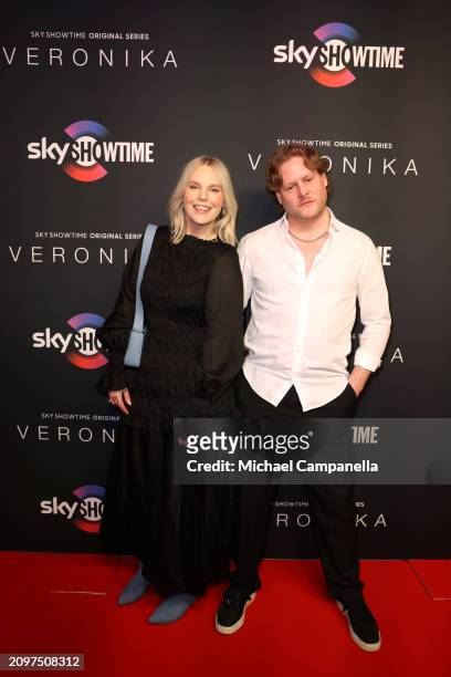 Caroline Björnerhag and Fredrik Lehmann attend the exclusive launch of new SkyShowtime Original Series, Veronika, hosted at Bio Fågel Blå Stockholm...