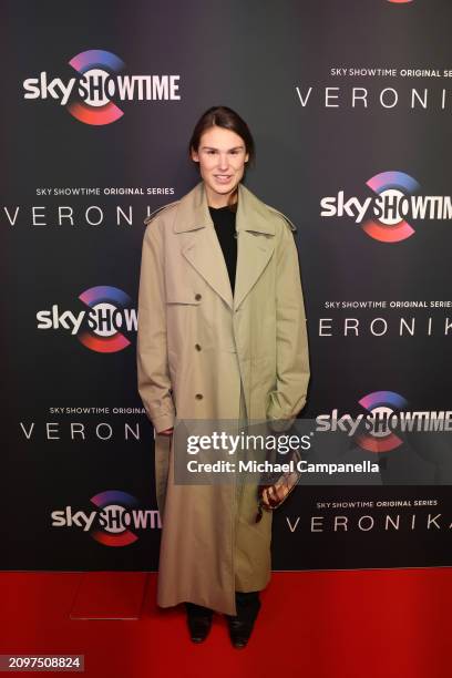 Tindra Monsen attends the exclusive launch of new SkyShowtime Original Series, Veronika, hosted at Bio Fågel Blå Stockholm on March 19, 2024 in...