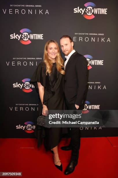 Emelie Johansson attends the exclusive launch of new SkyShowtime Original Series, Veronika, hosted at Bio Fågel Blå Stockholm on March 19, 2024 in...