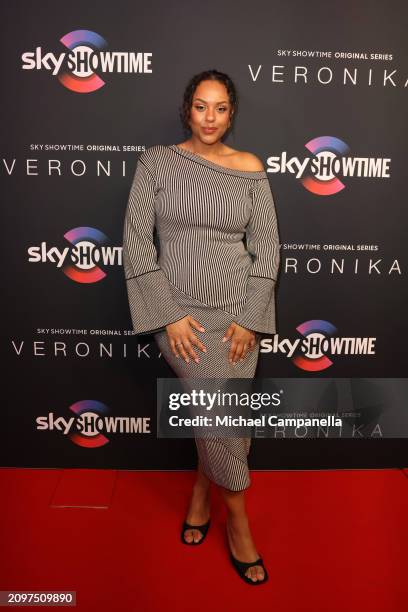 Amie Bramme Say attends the exclusive launch of new SkyShowtime Original Series, Veronika, hosted at Bio Fågel Blå Stockholm on March 19, 2024 in...