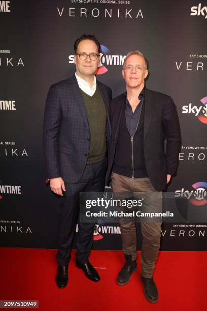 Kai Finke and Fredrik Ljungberg attend the exclusive launch of new SkyShowtime Original Series, Veronika, hosted at Bio Fågel Blå Stockholm on March...