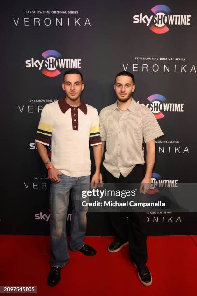 Adam and Atacan Kais attend the exclusive launch of new SkyShowtime Original Series, Veronika, hosted at Bio Fågel Blå Stockholm on March 19, 2024 in...