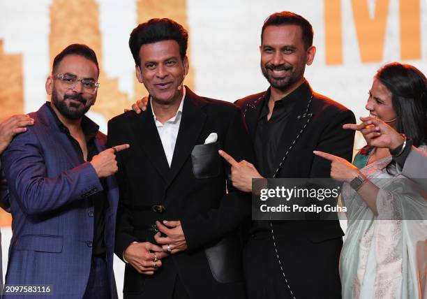 Raj Nidimoru, Manoj Bajpai, Krishna D.K. And Aparna Purohit attend the Prime Video Presents India Showcase on March 19, 2024 in Mumbai, India.