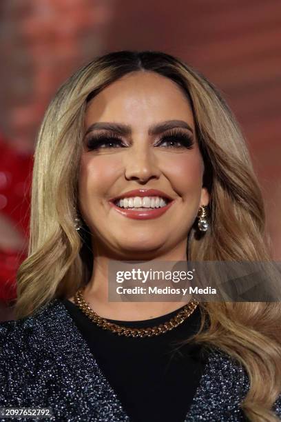 Karla Díaz attends the press conference for the 7th season of 'Solo La Mas' on March 19, 2024 in Mexico City, Mexico.