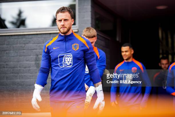 Netherlands goalkeeper Mark Flekken during a Training Session of the Netherlands Men's Football Team at the KNVB Campus on March 21, 2024 in Zeist,...