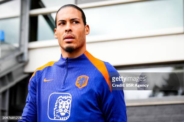 Virgil van Dijk of the Netherlands during a Training Session of the Netherlands Men's Football Team at the KNVB Campus on March 21, 2024 in Zeist,...
