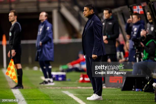Head Coach Michael Reiziger of the Netherlands U21 looks on during the U21 International Friendly match between Netherlands U21 and Norway U21 at...