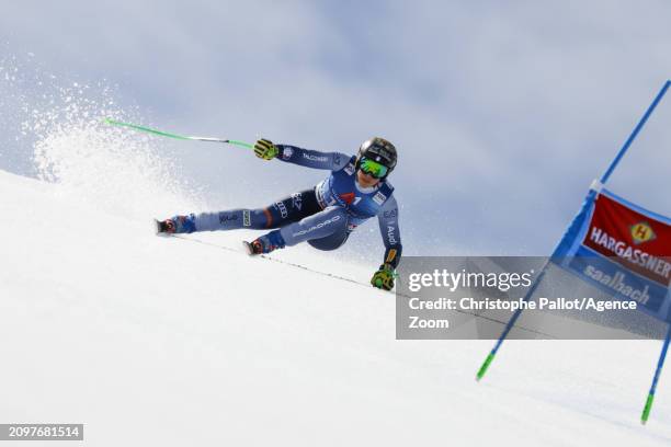 Federica Brignone of Team Italy in action during the Audi FIS Alpine Ski World Cup Finals Men's and Women's Super G on March 22, 2024 in Saalbach...