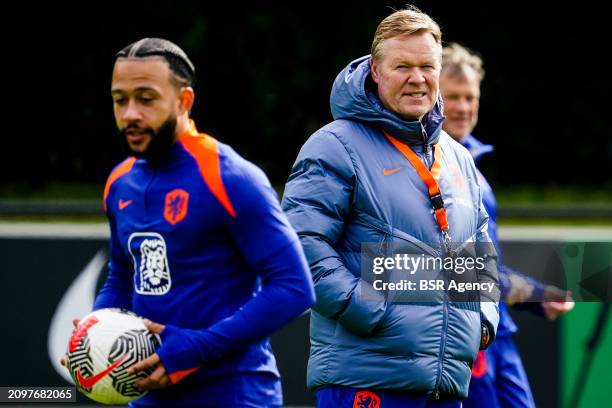 Netherlands head coach Ronald Koeman looks on during a Training Session of the Netherlands Men's Football Team at the KNVB Campus on March 21, 2024...