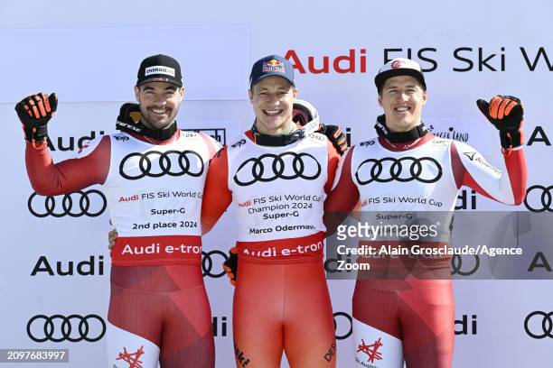 Vincent Kriechmayr of Team Austria takes 2nd place in the overall standings, Marco Odermatt of Team Switzerland takes 1st place in the overall...