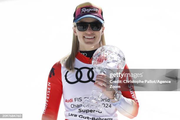 Lara Gut-behrami of Team Switzerland takes 1st place in the overall standings during the Audi FIS Alpine Ski World Cup Finals Men's and Women's Super...
