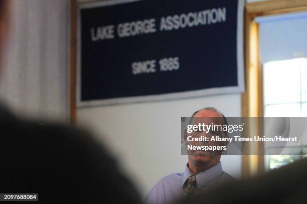 Dave Wick, executive director of the Lake George Park Commission addresses those gathered during a meeting of the Asian Clam task force on Thursday,...