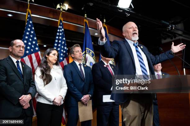 House Freedom Caucus member Rep. Chip Roy, R-Texas, speaks during the HFC's news conference on the Omnibus bill in the U.S. Capitol on Friday, March...