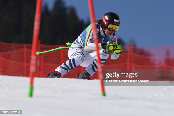 Kira Weidle of Germany competes during the Women´s Super G at Audi FIS Alpine Ski World Cup Finals on March 22, 2024 in Saalbach-Hinterglemm, Austria.