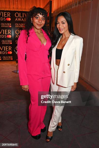 Grace Hodgett Young and Nicole Scherzinger attend The Olivier Awards 2024 nominees reception at The Londoner Hotel on March 22, 2024 in London,...