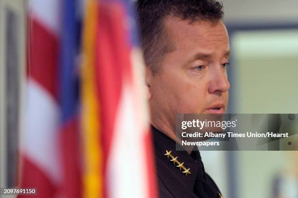 Albany County Sheriff Craig Apple addresses those gathered during a press conference at the Capital Region BOCES on Monday, April 29, 2013 in...