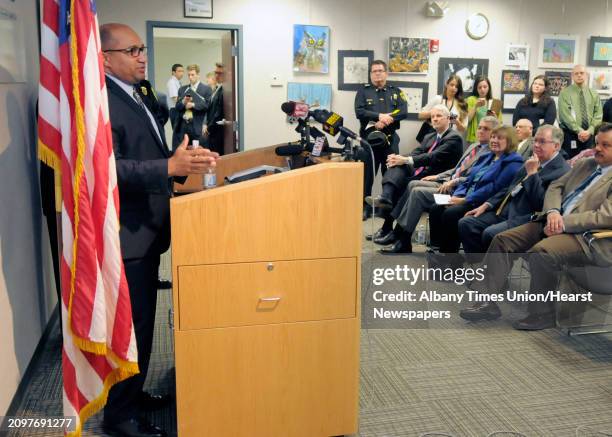 Albany DA David Soares addresses those gathered during a press conference at the Capital Region BOCES on Monday, April 29, 2013 in Colonie, NY....