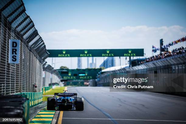 Logan Sargeant of the United States drives the Williams FW46 Mercedes during first practice in the 2024 Australian Grand Prix at Albert Park in...