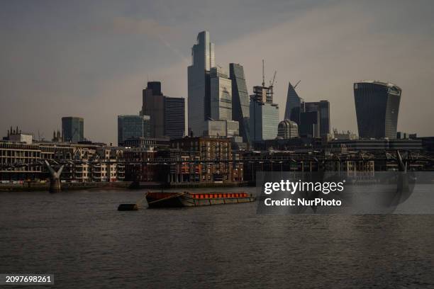 The skyscrapers in the financial district known as The City are creating a skyline view in London, England, on March 21, 2024.