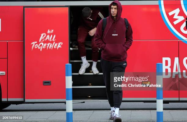 Vladimir Lucic, #11 of FC Bayern Munich arriving to the arena prior the Turkish Airlines EuroLeague Regular Season Round 31 match between FC Bayern...