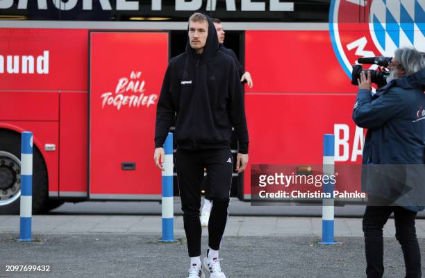 Niels Giffey, #7 of FC Bayern Munich arriving to the arena prior the Turkish Airlines EuroLeague Regular Season Round 31 match between FC Bayern...