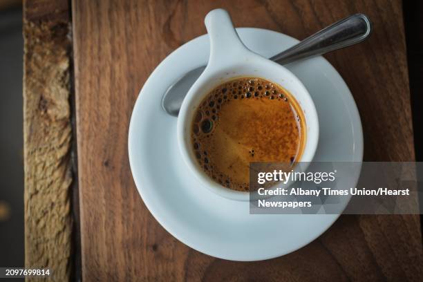 View of a guest espresso at Stacks Espresso Bar on Wednesday, July 25 in Albany, N.Y.