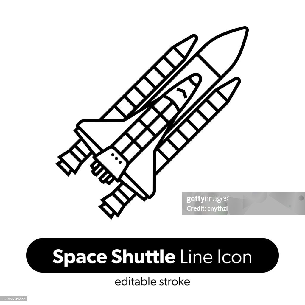 Space Shuttle Line Icon. Editable Stroke Vector Icon.