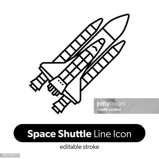 space shuttle line icon. editable stroke vector icon. - space exploration logo stock illustrations