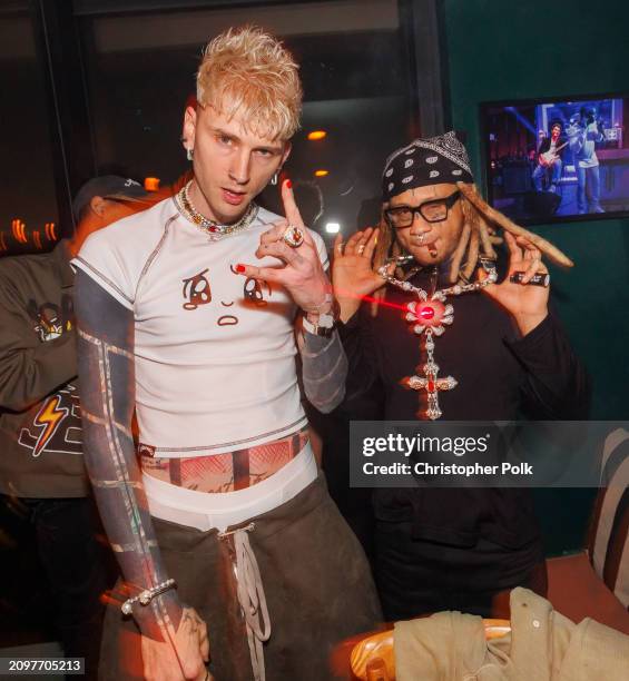 And Trippie Redd at the Genre : Sadboy Listening Party with MGK and Trippie Redd at Harriet's Rooftop in West Hollywood on March 21, 2024